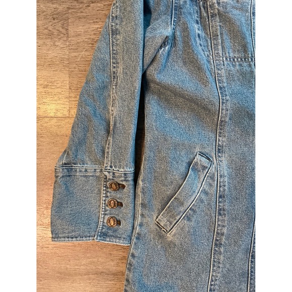 VTG J. Jill Denim Maxi Dress Long Sleeve Button Front Petite Size 14P Light Wash - Picture 3 of 7